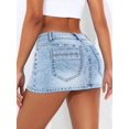 thumbnail image 2 of Light Wash High-Waisted Bodycon Mini Denim Skirt, 2 of 12
