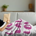 thumbnail image 3 of Live Laugh Love Soft Flannel Fleece Throw Blanket, Happy Life Message Calligraphy in Vibrant Tones Inspirational Theme, Cozy Plush for Indoor and Outdoor Use, 50" x 60", Fuchsia White, by Ambesonne, 3 of 5