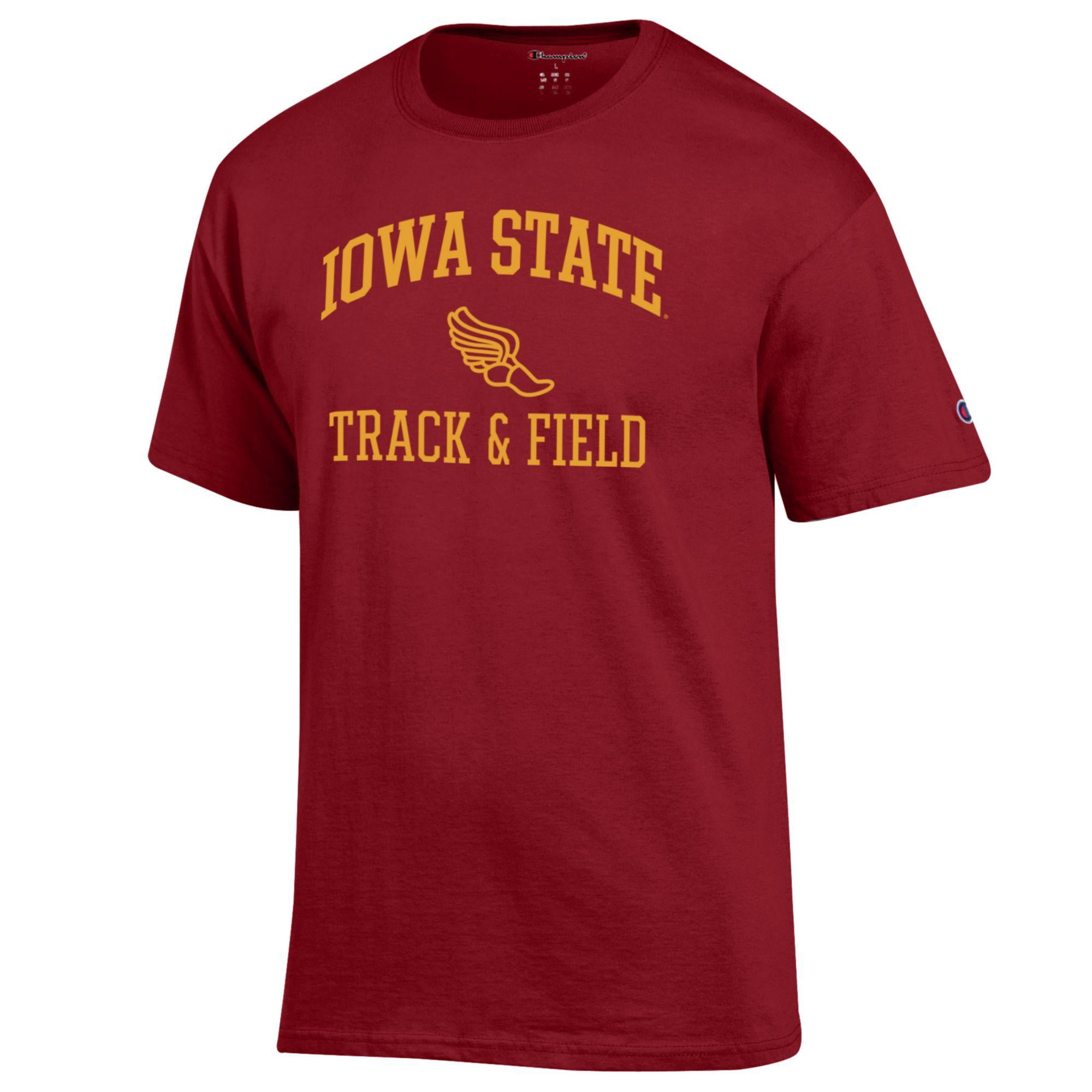 Men's Champion  Cardinal Iowa State Cyclones Track & Field Icon T-Shirt