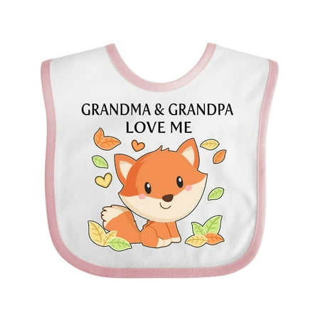 

Inktastic Grandma and Grandpa Love Me- Little Fox Gift Baby Boy or Baby Girl Bib