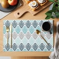thumbnail image 2 of Teal Boho Flowers Placemats Set of 8 Modern Luxurious Ombre Geometric Floral Place Mats Indoor Wipeable Table Mats Washable Dining Table Placemats for Kitchen Holiday Party Home Decor 13x19 Inch, 2 of 9