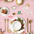 thumbnail image 5 of AnyDesign Pink Christmas Tablecloth Gingerbread House Reindeer Table Cloth Rectangle Table Cover for Xmas Holiday Party Table Decor, 60 x 84 Inch, 5 of 6
