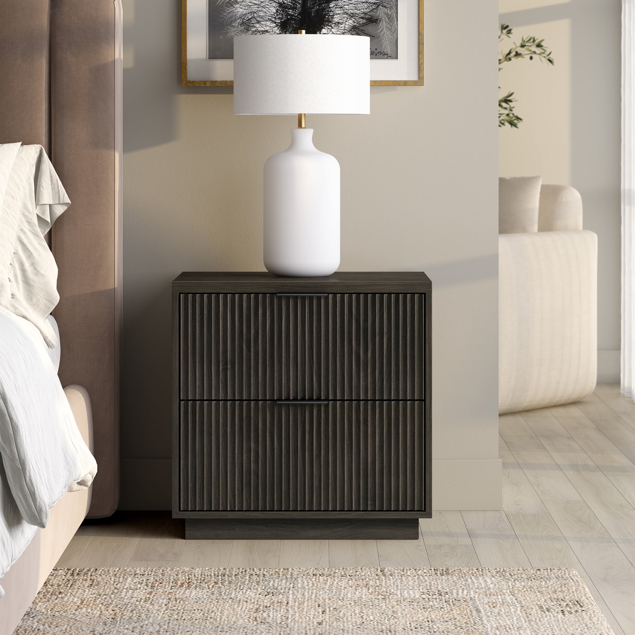 Evelyn&Zoe Modern/Contemporary 24" Wide Alder Brown Nightstand