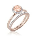 thumbnail image 3 of Fairy Minimalist 1.75 Carat Round Cut Morganite And Diamond Moissanite Engagement Ring, Classic Halo Wedding Ring in 925 Sterling Silver With 18k Rose Gold Plating Gift For Her, One Matching Band, 3 of 3