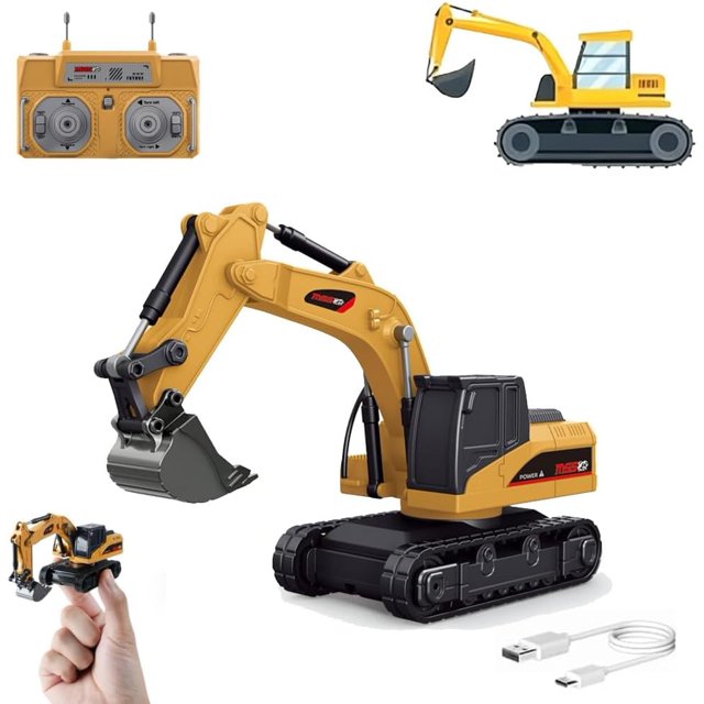 Microcrew Mini Rc Construction Series – Pocket Dump Truck, Excavator & Forklift Set, 1/64 Scale Rc Excavator for Adults with Wireless Controller, Remote Control Forklift Gift for Kids 6+
