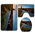 thumbnail image 1 of JSDART Swans River Windmill 3 Piece Bathroom Rugs Set Bath Rug Contour Mat and Toilet Lid Cover, 1 of 2
