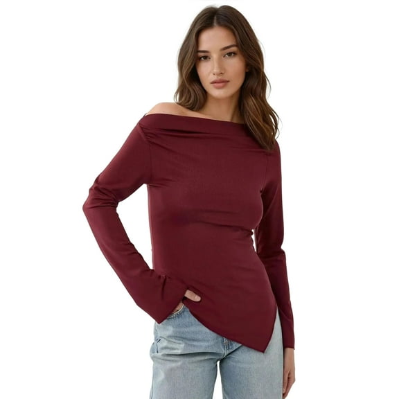 Asymmetric Ribbed Top with Slit