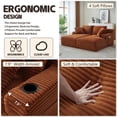 thumbnail image 4 of Kosynda 71"W Oversized Chaise Lounge Chair Indoor with Cup Holders, Side Bags and Upholstered Corduroy for Living Room, No Assembly Required, Orange, 4 of 9