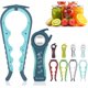thumbnail image 1 of Abridor de frascos, abrelatas multifunción 5 en 1, kit de abrebotellas con mango de silicona, fácil de usar para niños, ancianos y personas con artritis (azul), 1 of 7