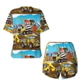 thumbnail image 6 of Wukai Different Construction Site Vehicles Women's Pajama Set,Short-Sleeve Top and Shorts with Elastic Waistband and Pockets for Loungewear, Yoga, and Casual Wear-X-Large, 6 of 8