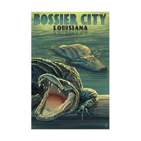 Bossier City, Louisiana - Alligator Scene Print Wall Art By Lantern