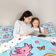 thumbnail image 5 of jejeloiu Kawaii Animals Axolotl Full Size Comforter Sets,Cartoon Rainbow Flower Bedding Sets For Girls Kids Reversible 3pcs, 5 of 8
