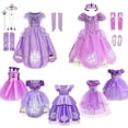 thumbnail image 2 of Vestido de Princesa Sofía para niñas, manga abullonada de fantasía, vestidos de fiesta con cuentas florales, disfraz de Princesa Sofía para Halloween Fivean unisex, 2 of 2