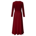 thumbnail image 5 of Lisingtool Fall Dresses for Women 2023 Women Long Sleeve Skeleton Soild Cocktail Party Elegant Casual Fashion Evening Party Long Dress Homecoming Dresses Wine, 5 of 5