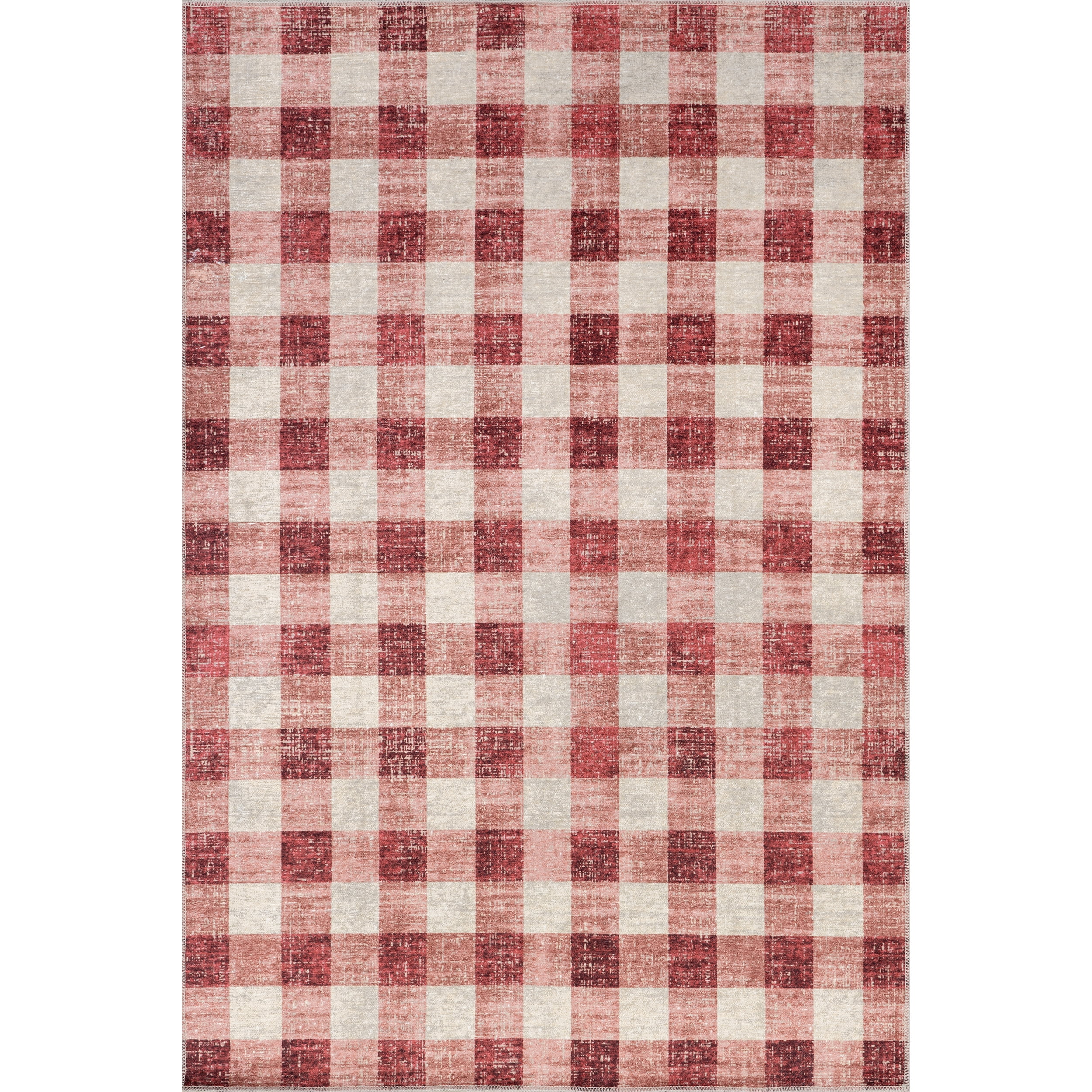nuLOOM Drew Gingham Plaid Machine Washable Area Rug, 4' x 6', Pink