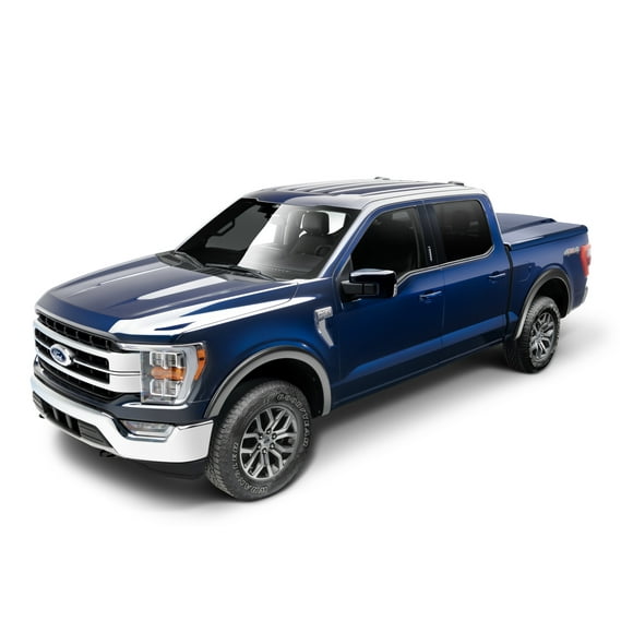 Fits 2021-2023 Ford F-150 Bushwacker Fender Flare 20962-02 OE Style; 0.60 Inch Tire Coverage; Black; Dura-Flex 2000 ABS Smooth Plastic; 3 Inch Front/3-1/2 Inch Rear Flare Height; Set Of 4