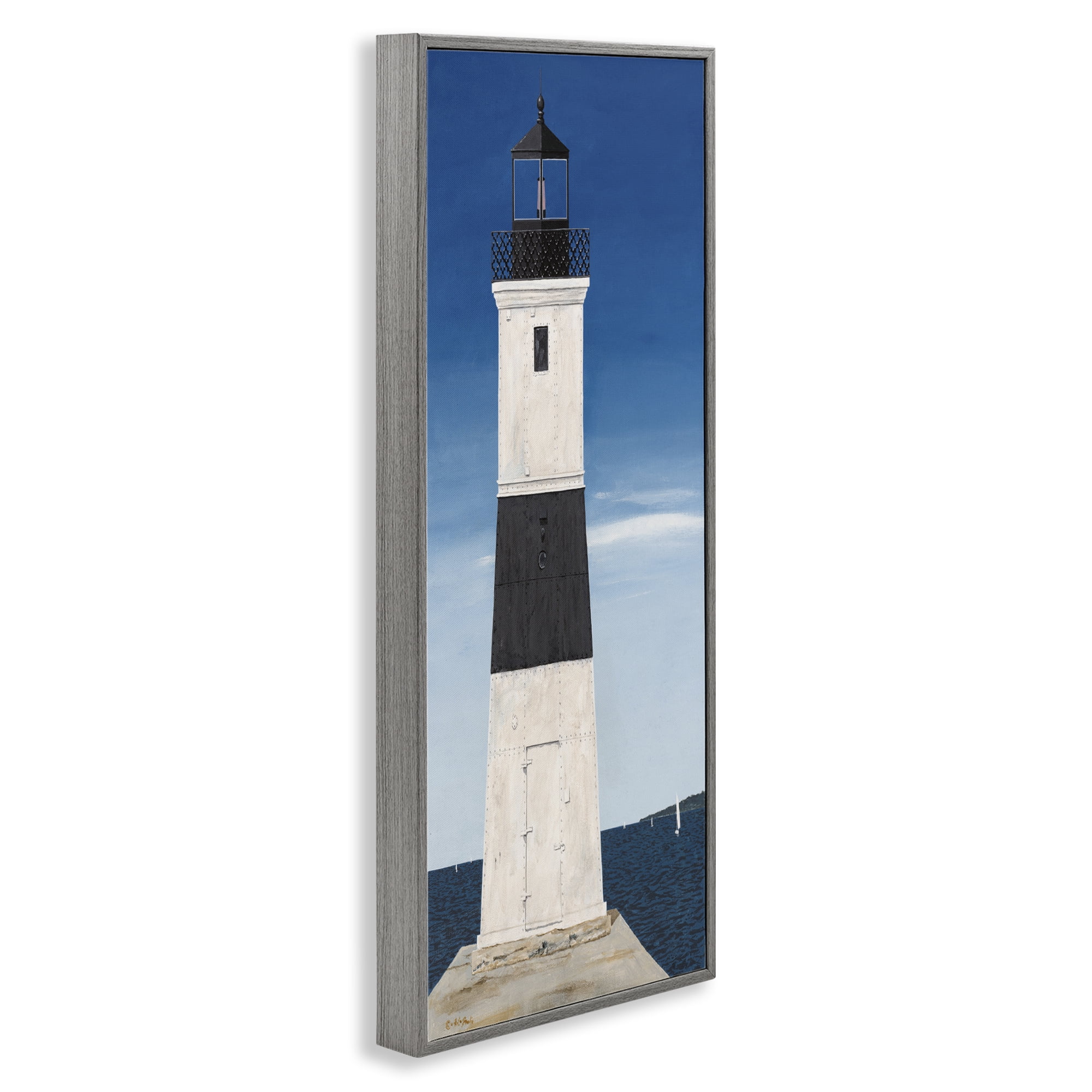 Stupell Industries Towering Lighthouse Beacon Gray Framed Giclee Art, design by Art Poulin