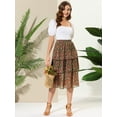 thumbnail image 3 of Falda escalonada con Dobladillo con Volantes y Cintura Alta de Otoño Floral para Mujer rojo S Allegra K, 3 of 6