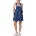 thumbnail image 2 of INSPIRE CHIC Women's Denim Overall Casual Outfits Adjustable Strap Romper Jean Shorts 2XL Dark Blue, 2 of 6