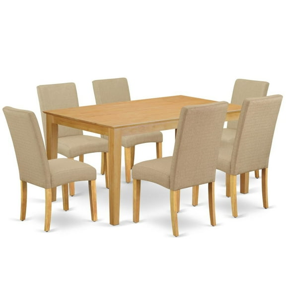 East West Furniture Dining Room Set Oak, CADR7-OAK-16