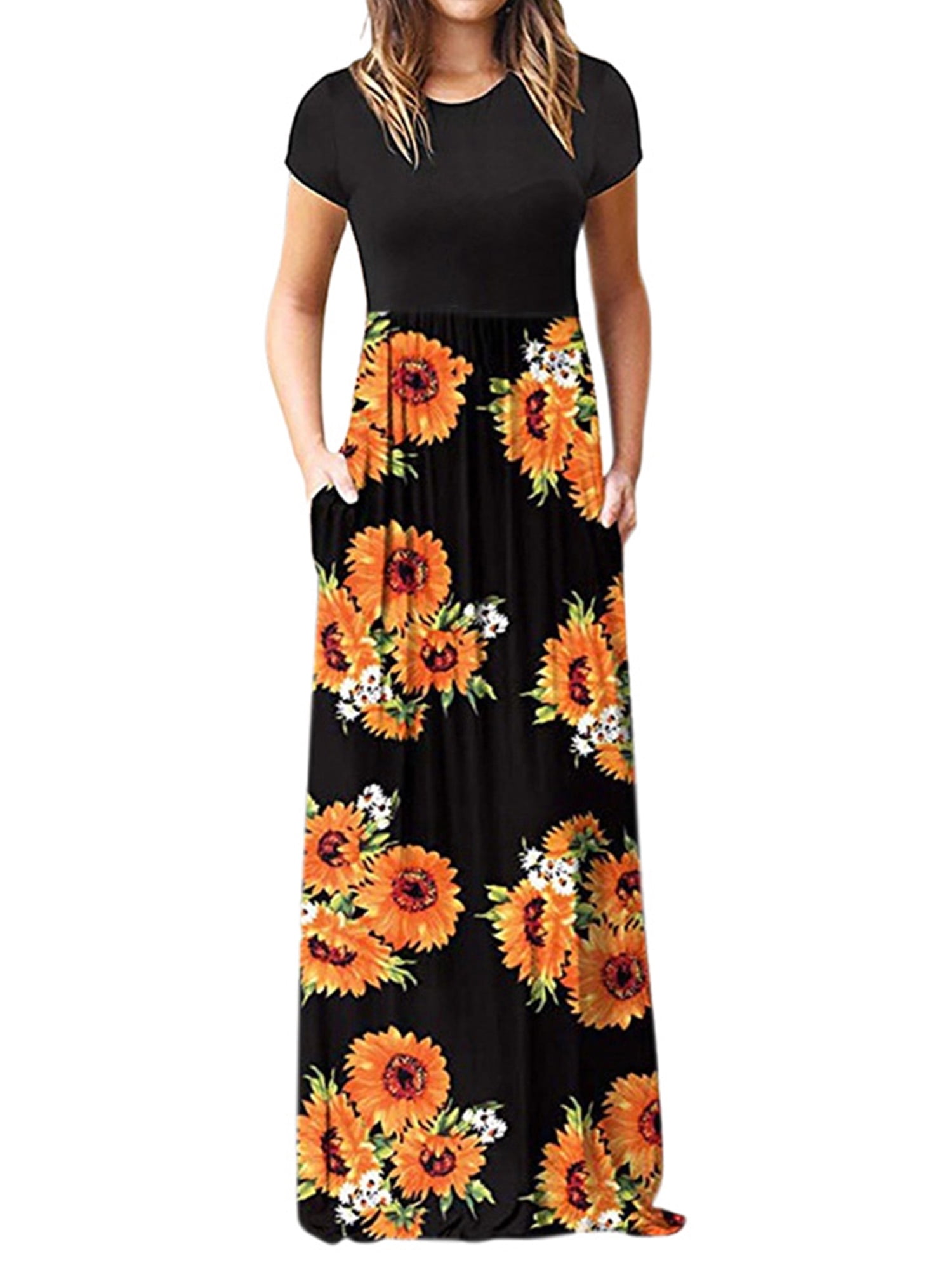 Women Cotton Ethnic Long Shirt Dress Summer Sundress Splice Floral Tank Dress