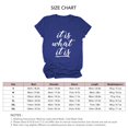 thumbnail image 4 of Camisa holgada con estampado de letras blancas para mujer: camiseta informal de manga corta, top vintage azul de verano, 4 of 4