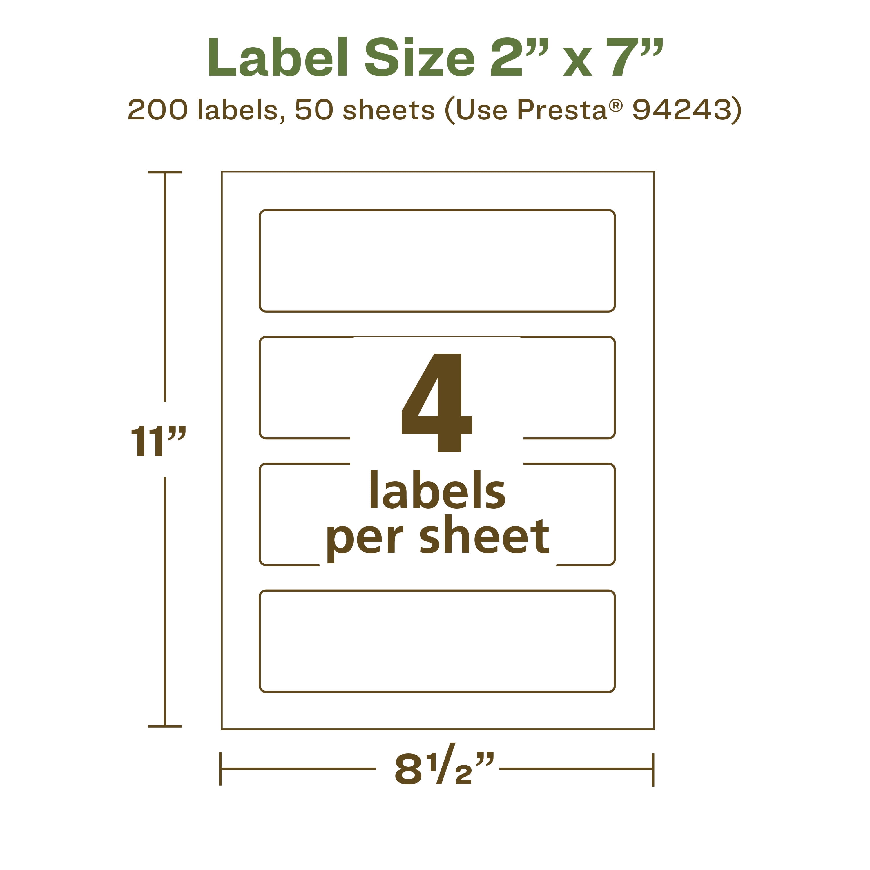 Avery EcoFriendly Rectangle Labels, 2" x 7", 200ct