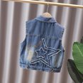 thumbnail image 6 of Kids' Retro Denim Vest Sleeveless Collared Button Down Washed Jacket Fashionable Casual Vest for Back-to-School & Outings (2-12 Years), 6 of 8