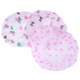 thumbnail image 1 of 3pcs gorros de ducha elásticos impermeables gorro de baño de plástico para mujeres, 1 of 5