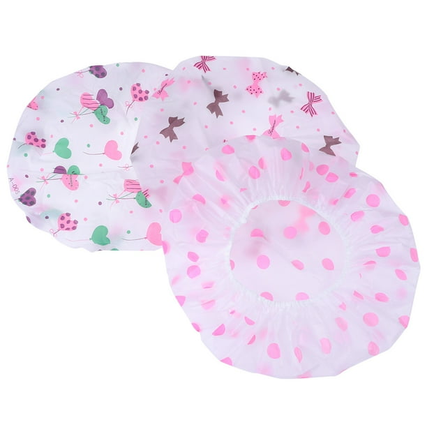 BRIGHTFUFU 3pcs gorros de ducha elásticos impermeables gorro de baño de plástico para mujeres