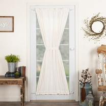 VHC Brands Simple Life Flax Antique White Farmhouse Door Panel Rod Pocket Cotton Linen Blend Solid Color Tie Back(s) Window Curtains