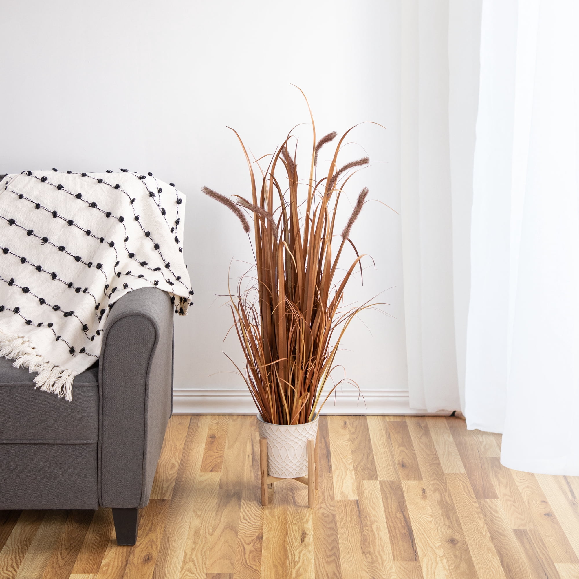 40" Potted Brown Artificial Onion Grass Plant - 14