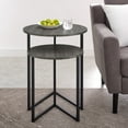 Manor Park 2Piece Round Nesting End Table, Slate Grey/Black