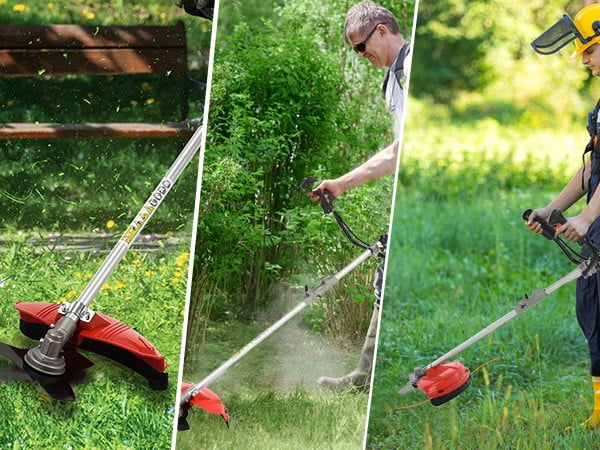 Floseru Gas Weed Wacker Cordless, 2 in 1 String Trimmer, 52cc 2 Cycle Weed Eater with Anti-Slip Handle Brush Cutter Garden Tools Edger Lawn Tool