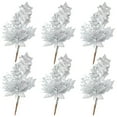 thumbnail image 1 of Paquete de 6 púas navideñas con purpurina en aerosol con flores artificiales y hojas de fruta para decoración navideña del hogar, 1 of 6