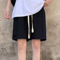 thumbnail image 2 of Timegard Shorts for Women High Waisted Drawstring Straight Leg Casual Loose Workout Shorts Knee Length, 2 of 7