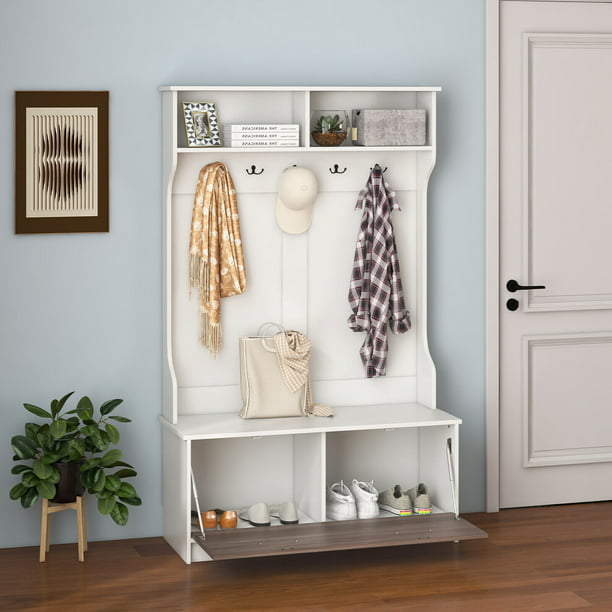 Exdeerjoy 63 Inches Hall Tree with Coat Rack and Storage Bench ...