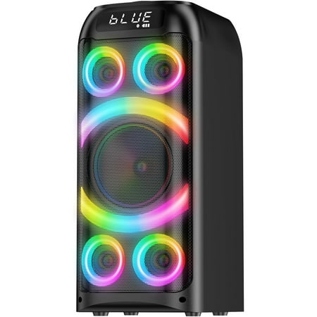 Bluetooth Speaker, 160W Peak Powerful Loud Stereo Sound Deep Bass Wireless Boombox Portable Large Party Speakers with Subwoofer TWS Pairing Dynamic LED Light for Outdoor Camping Backyard Events