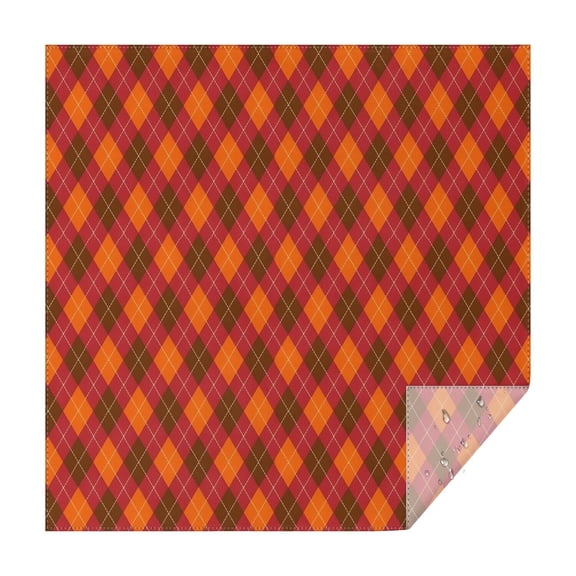 Red and Orange Argyle Pattern Square Tablecloth,Waterproof Square Table Cover,Wipeable Spillproof Washable Table Cover for Home Kitchen Party Decor 42"X42"(107x107cm)