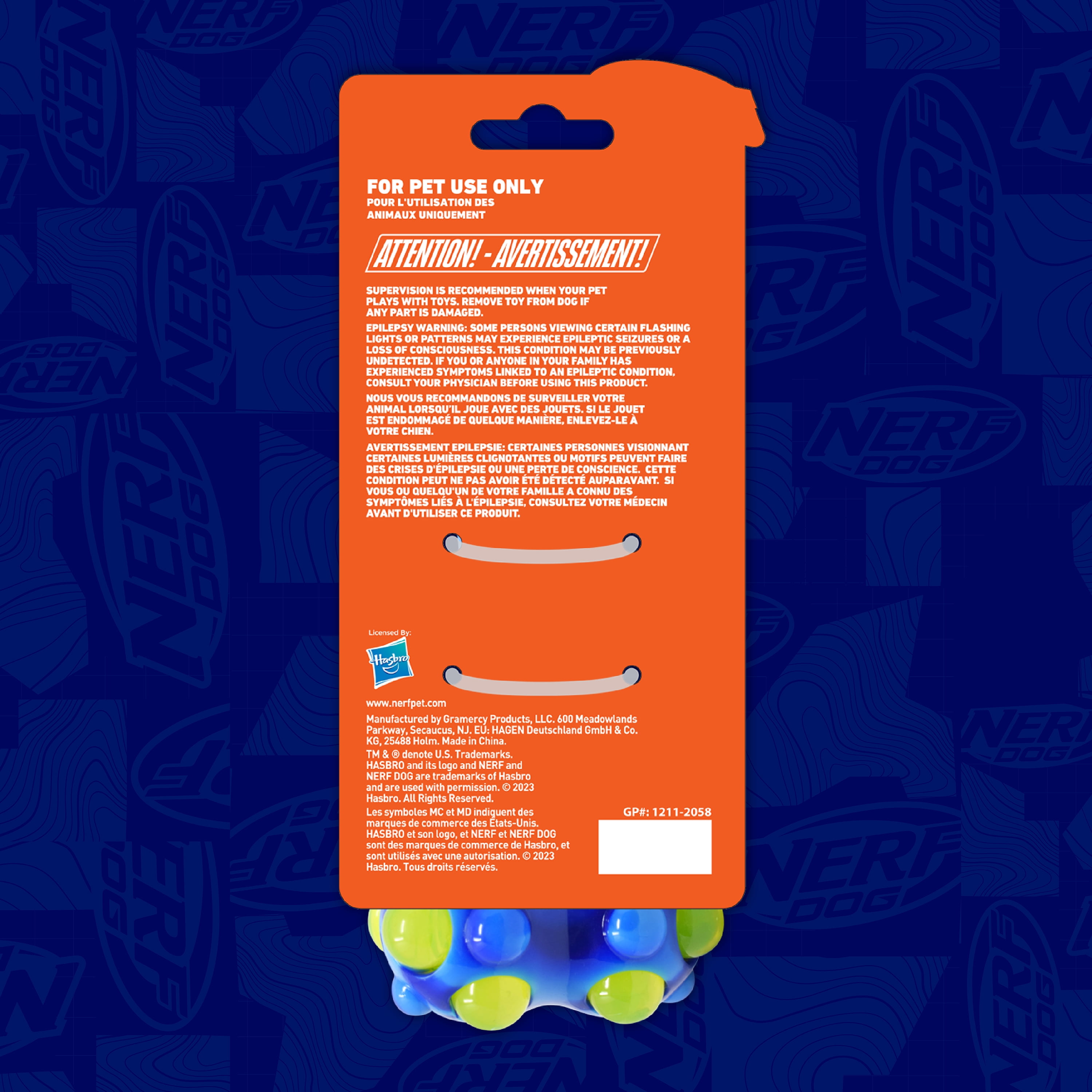 Nerf Dog TPR Bubble Light Up & Squeak Bone, 7 inch