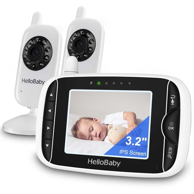 Monitor para Bebés HelloBaby con 2 Cámaras, Visión Nocturna, Audio Bidireccional