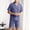 Dark Blue, variant on Men's Notch Collar Short Sleeve Pajama Set, Button Down Sleep Top & Elastic Waist Sleep Shorts with Pockets, Summer Soft Home Nightwear Coffee