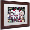 thumbnail image 2 of Trademark Fine Art 'Meowy Christmas' Canvas Art by Jenny Newland, White Matte, Wood Frame, 2 of 4