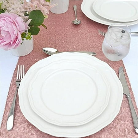 

12 by 108-Inch Blush Sequin Table Runner For Wedding