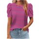 thumbnail image 1 of Tops de Manga Corta para las Mujeres Suelto Ajuste Impreso Cuello Redondo Camiseta Suelta Superior, Poliéster Verano Primavera, 1 of 5