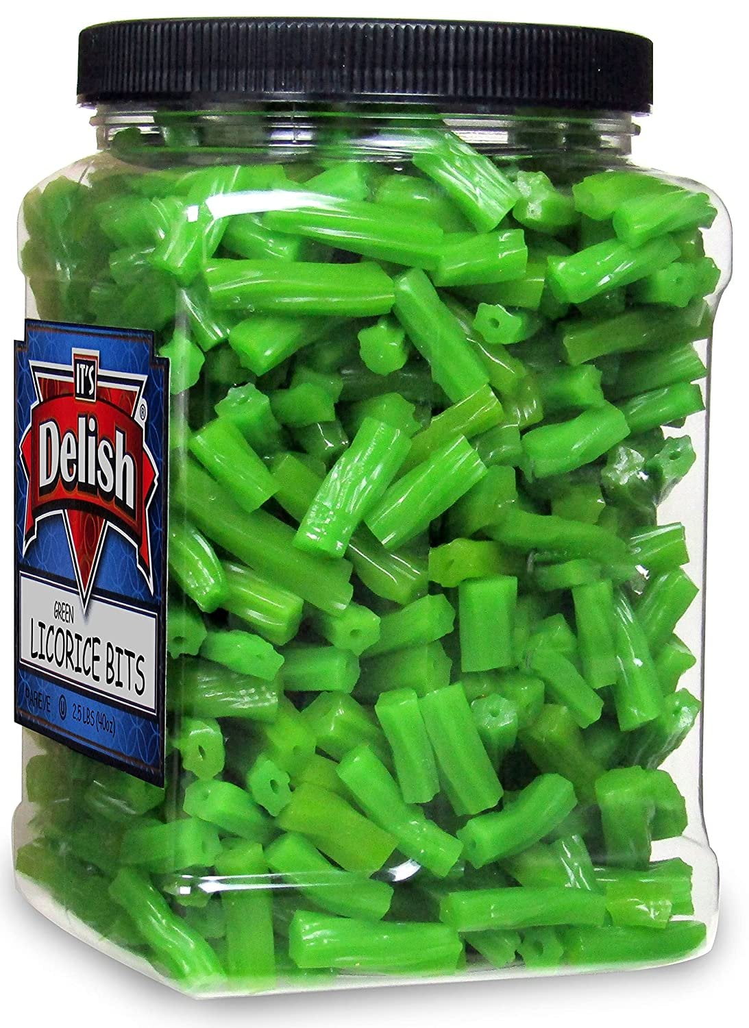 Apple Green Licorice Bits by Its Delish, 2.5 LBS 40 Oz Jumbo Container Jar  Original Style Chewy Green Apple Candy Twists  Great Gifts Party Sweets  Made in USA, Vegan, Kosher