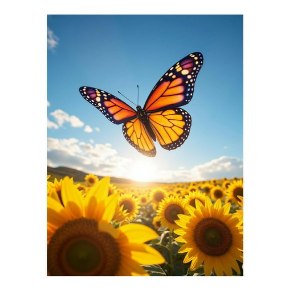Diamond Art Kits for Adults, Butterfly Soars Above Sunflowers 5D Diamond Painting Kits for Adults Beginners, DIY Full Drill Diamond Painting, Gem Art and Crafts 12x16