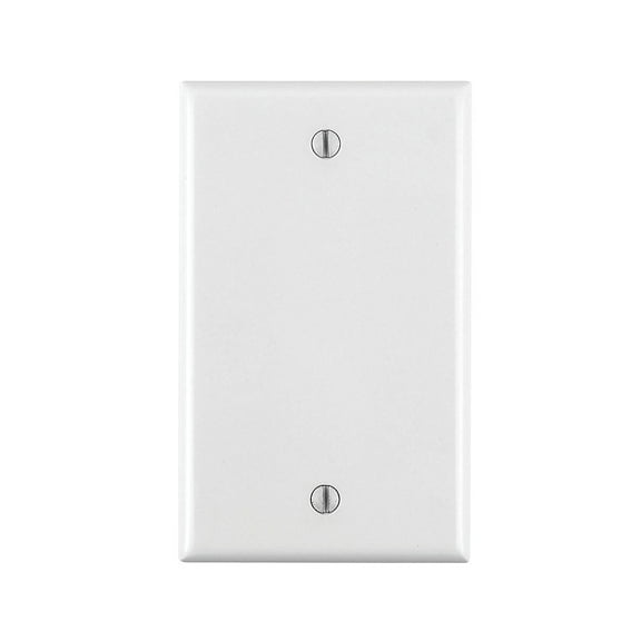 Leviton Blank Wall Plate Single Gang - Plastic, White Box Mount
