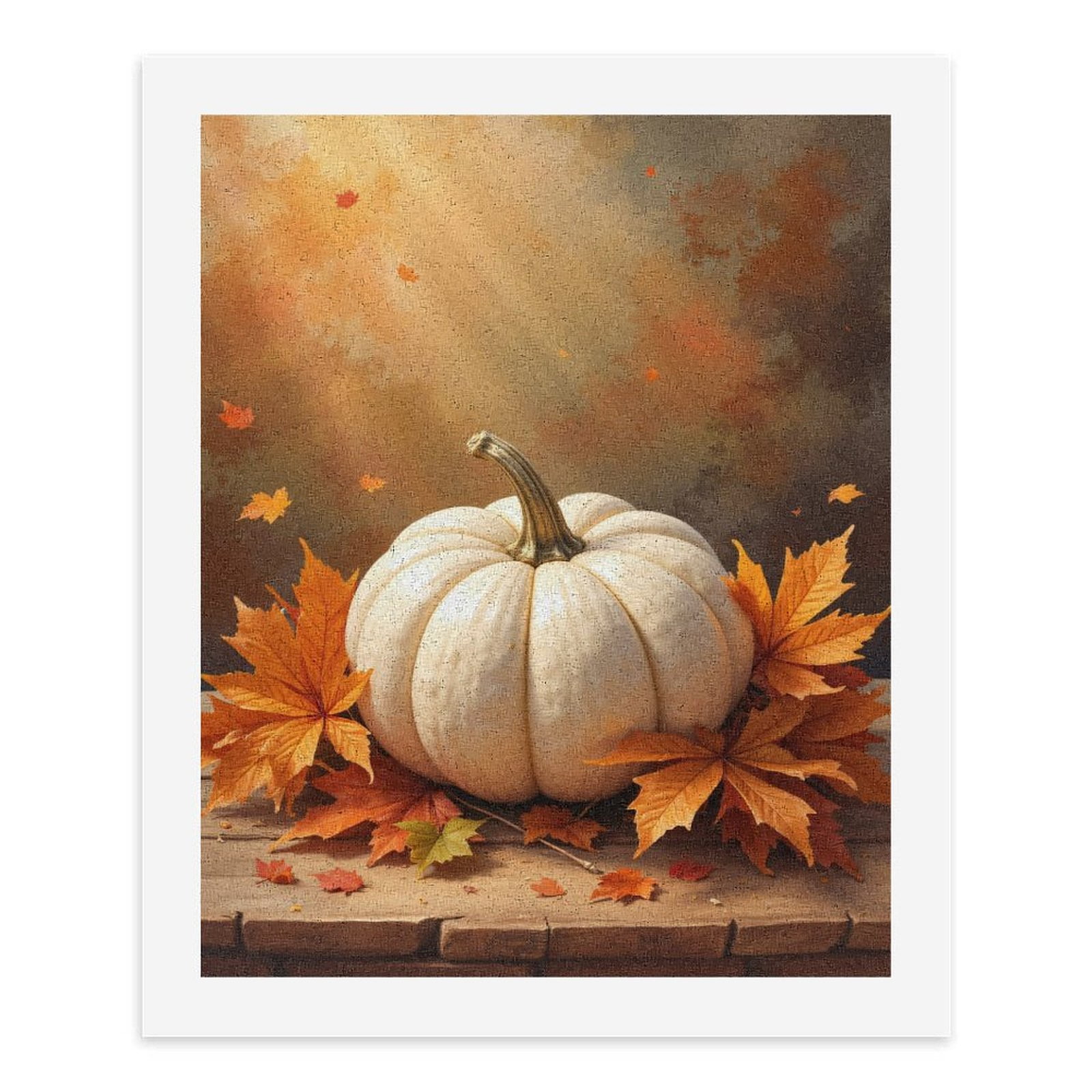 Paint By Numbers Kit for Adults Beginner - DIY Autumn Pumpkin With Maple Leaves Canvas Painting Kits for Adults, Frameless Paint By Number for Adults for Home Wall Decor 16x20 Inch