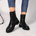 thumbnail image 2 of Taqqpue Women's Ankle Boots Round Toe Lace Up Thick Sole Mid Heel Comfortable Casual Booties for Women Size 5.5-10.5 Fashion Dress Shoes Fall Winter Footwear Casual Walking Daily Wear, 2 of 9